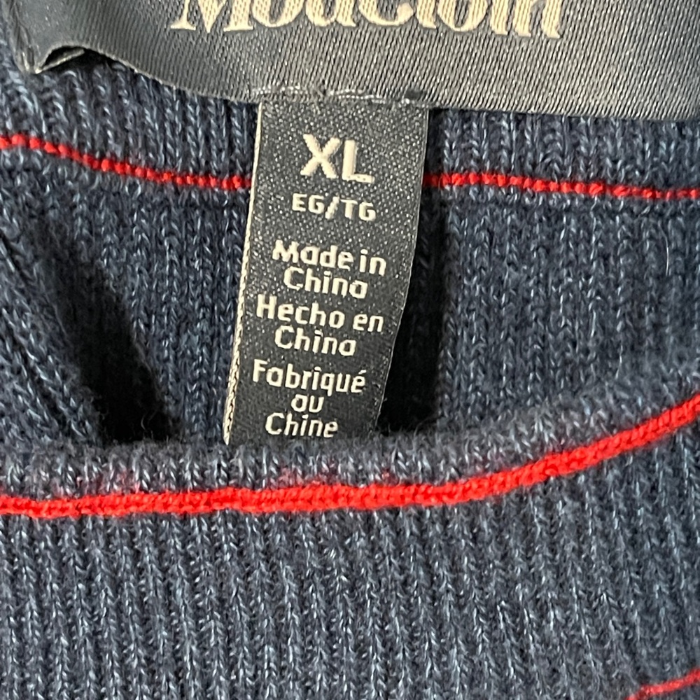ModCloth Knit Skirt Blue Red Trim Pockets Pull On Academia Preppy Office XL NWT - Picture 8 of 11
